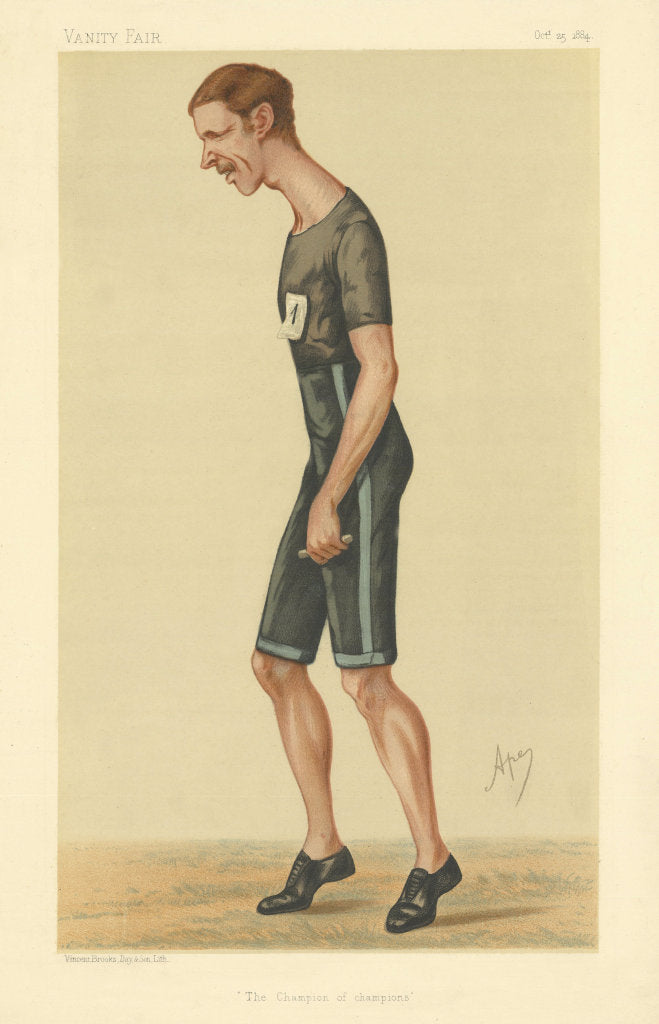 VANITY FAIR SPY CARTOON Walter George 'The Champion of Champions' Athletics 1884